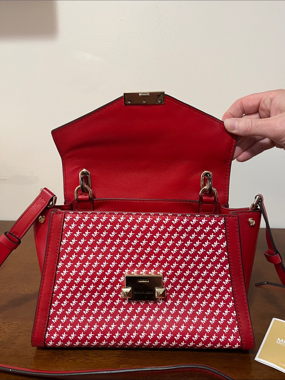 Michael Kors Red and White Logo Top-Handle Satchel - Picture 7 of 8